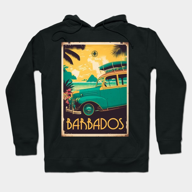 Barbados Vintage Travel Art Poster Hoodie by OldTravelArt